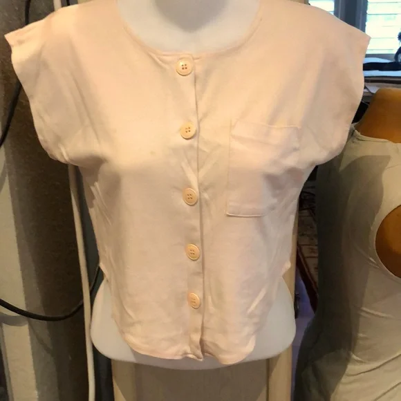 Shortie Top Mini Sleeves Pale Coral Fits Woman’s Small - Picture 1 of 6